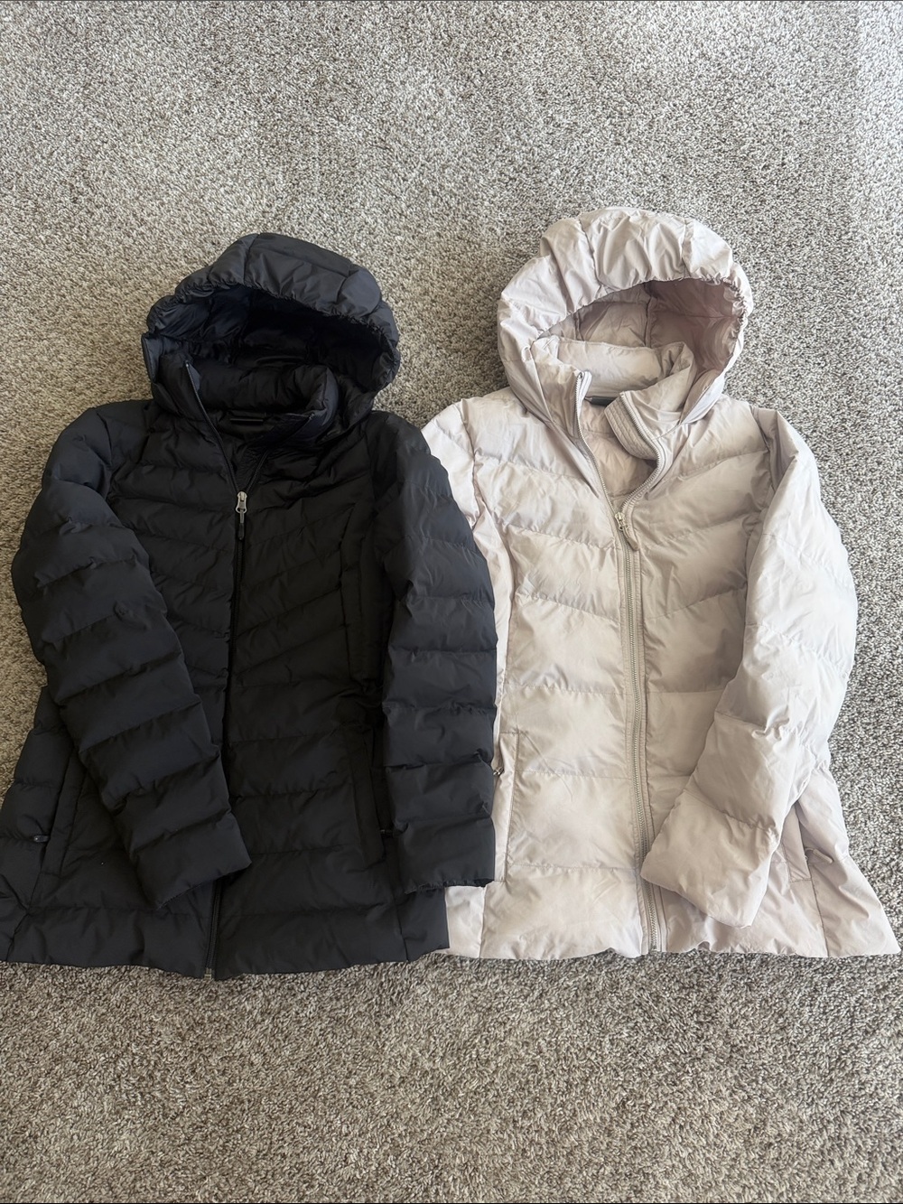 32 Degrees Women's Hooded Quilted Puffer Jacket - Black & Light Beige